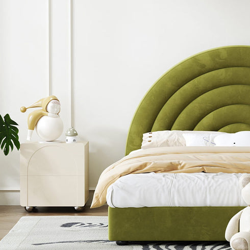 Hartley Velvet Fabric Rainbow Circle Round Shaped Headboard Bed Frame